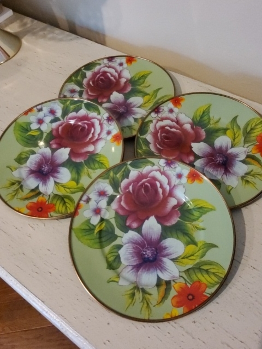 MacKenzie-Childs Green Flower Market Salad Plates - Set of 4